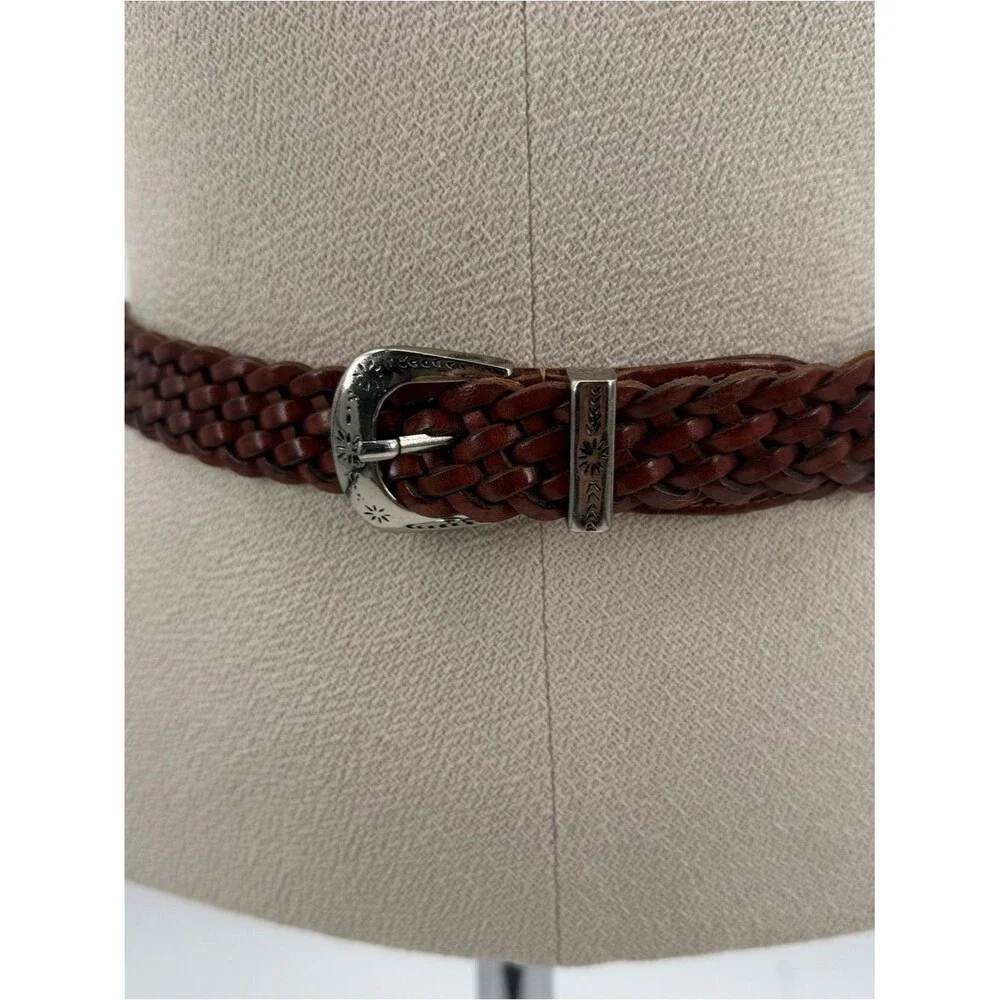 Omega Brown Braided Leather Belt Western Size Large Made in Turkey Classic
